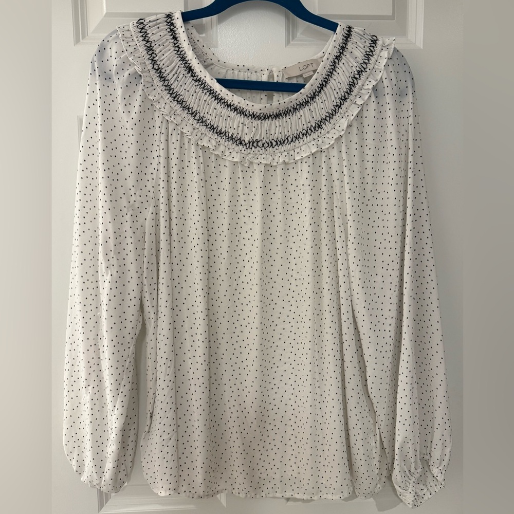 White Polka Dot Women's Top